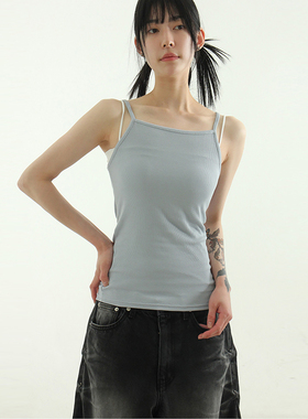 韩国代购24S/S simple golgi sleeveless top 基础款纯色背心百搭