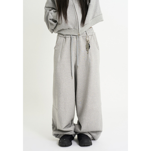 belted sweat pants 韩代Raucohouse 卫裤 wide 宽松运动裤 Terry