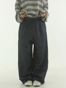 banding 韩国代购 denim linen scratched pants 23A 宽松牛仔裤