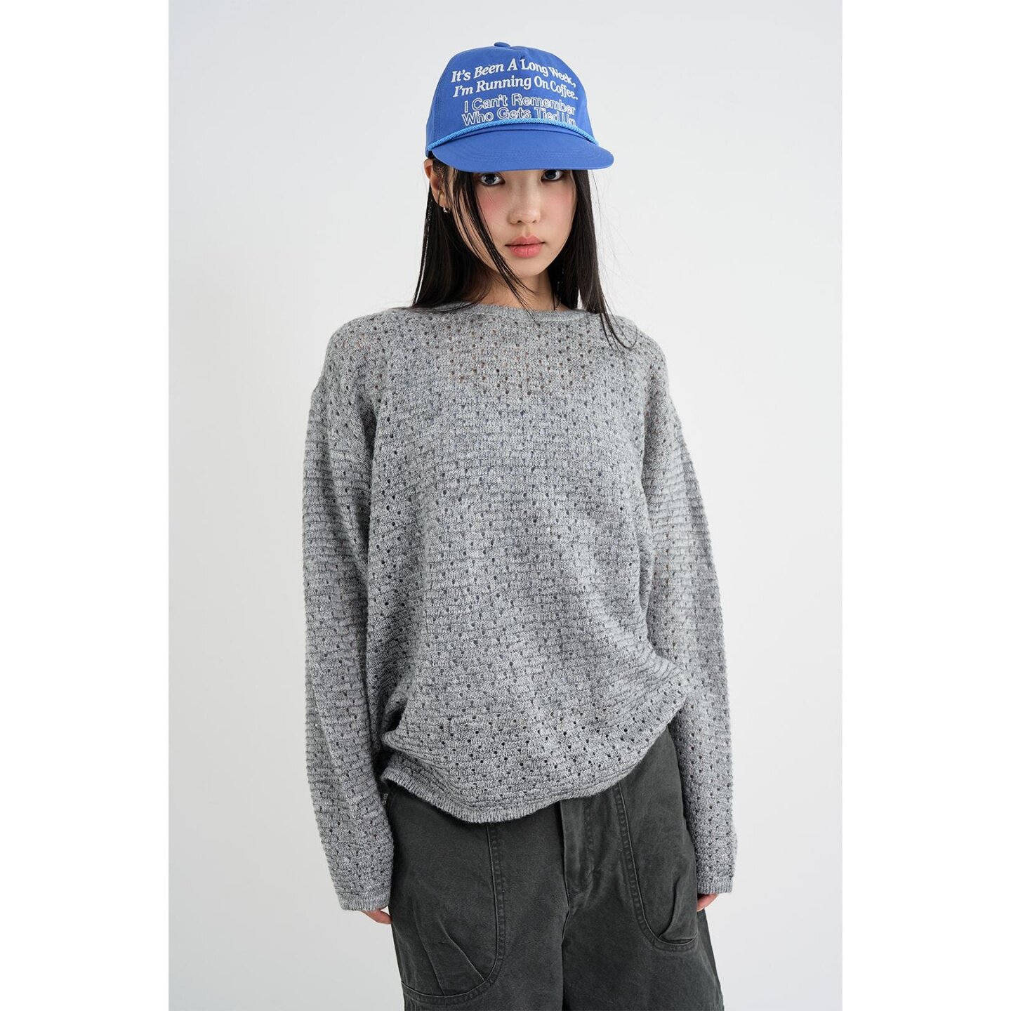 Raucohouse韩代 Tororo Summer Knit&nbsp;设计师款长袖宽松针织衫女