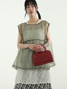 back string mesh 韩国代购 sleeveless flare top透视背心 24S