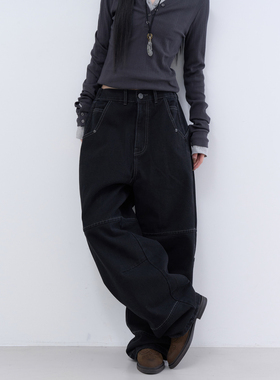 lowear韩代 rough eyelet pocket pants 设计师款松紧腰工装长裤