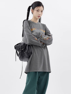 韩代Raucohouse Harley davidson motorcycle printing long T恤