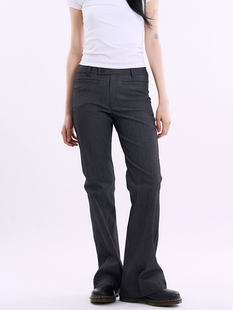 韩代Raucohouse Minimal rib pocket bootcut pants 复古休闲长裤