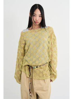 Raucohouse韩代 Mitten Summer Flower Knit 花朵镂空针织衫百搭