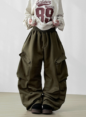 韩代25F/W oblique pocket wide banding pants (unisex)加绒卫裤