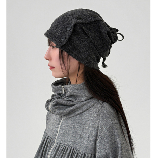 26A beanie turtle 设计师纽扣针织冷帽筒帽复古 golgi 韩国代购