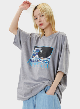 韩代Raucohouse Hokusai printing washed t-shirt (UNISEX) T恤