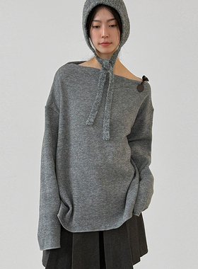 韩国代购26 toggle button boat neck golgi knit 肩扣针织毛衣