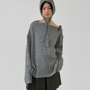 button boat neck 韩国代购 knit toggle golgi 肩扣针织毛衣