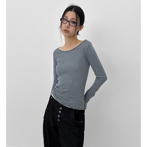 BLACKUP韩代轻薄长袖打底T