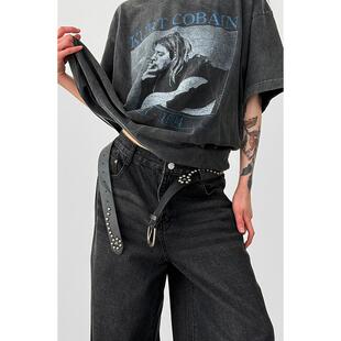 Localmansion韩代26 wave stud leather belt 设计师铆钉装饰腰带