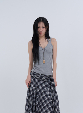lowear韩代 twist wrap sleeveless 设计师款V领吊带背心上衣女