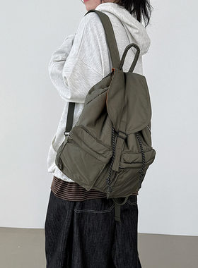 韩国代购25F/W quilted nylon back pack 设计师款复古双肩背包