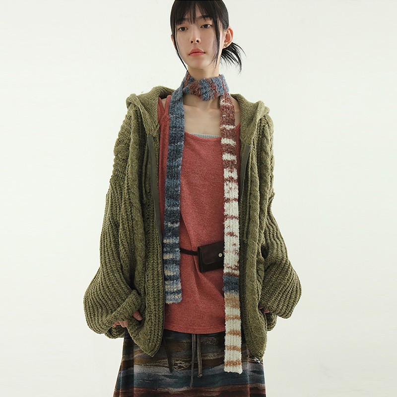 Localmansion韩代针织拉链帽衫