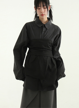 韩国代购24S/S rustled cotton wrap tube top 设计师款裹胸上衣
