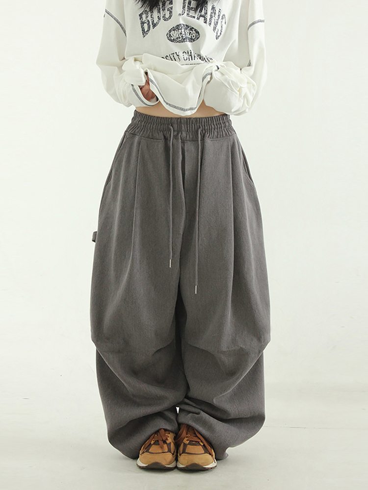 韩代23 pin tuck pigmented balloon banding pants(unisex)长裤