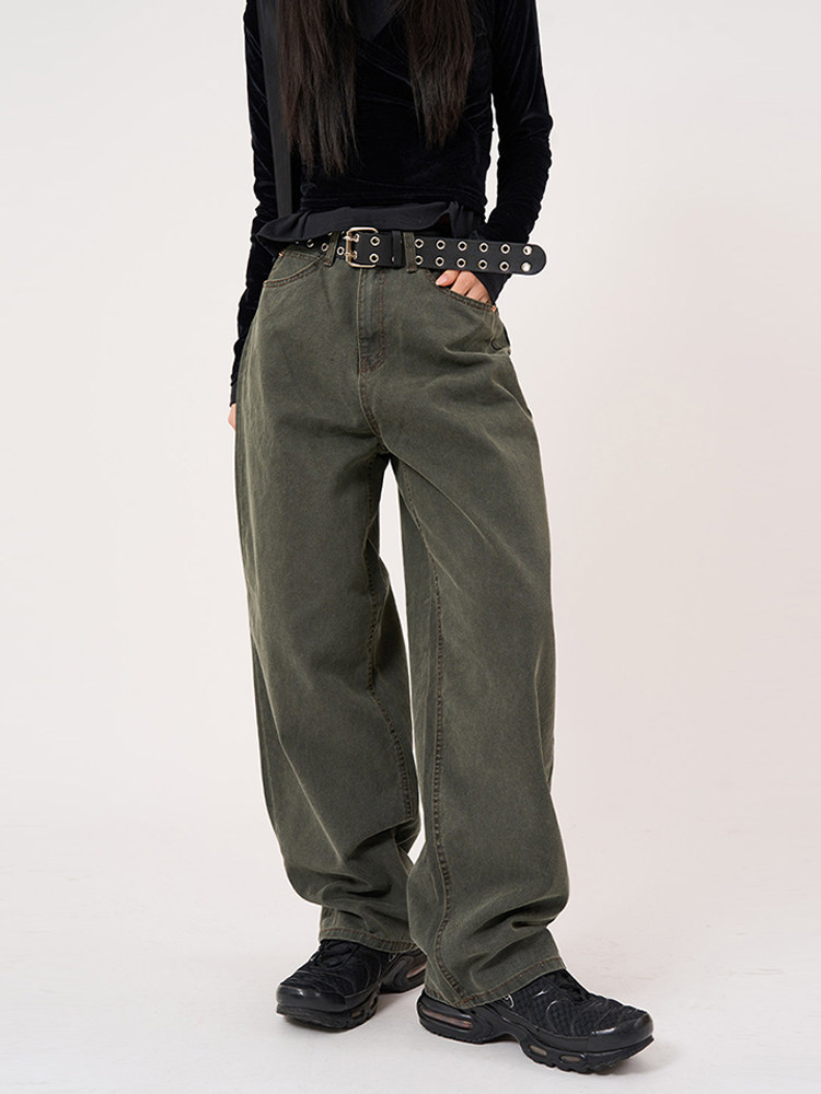 韩代Raucohouse Deep tint wide denim pants 复古休闲牛仔裤百搭