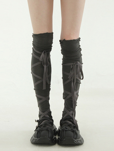 张元英同款 韩国代购 strap knee socks 复古少女绑带中筒袜芭蕾