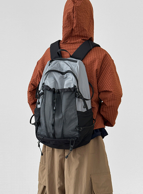 韩国代购26A/W grid pattern paper mesh back pack 格子纹理背包