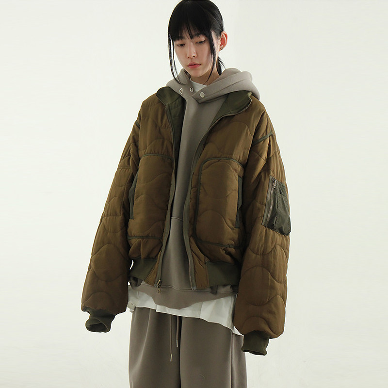 韩代24 reversible wave quilting jumper (unisex)两穿棉服夹克