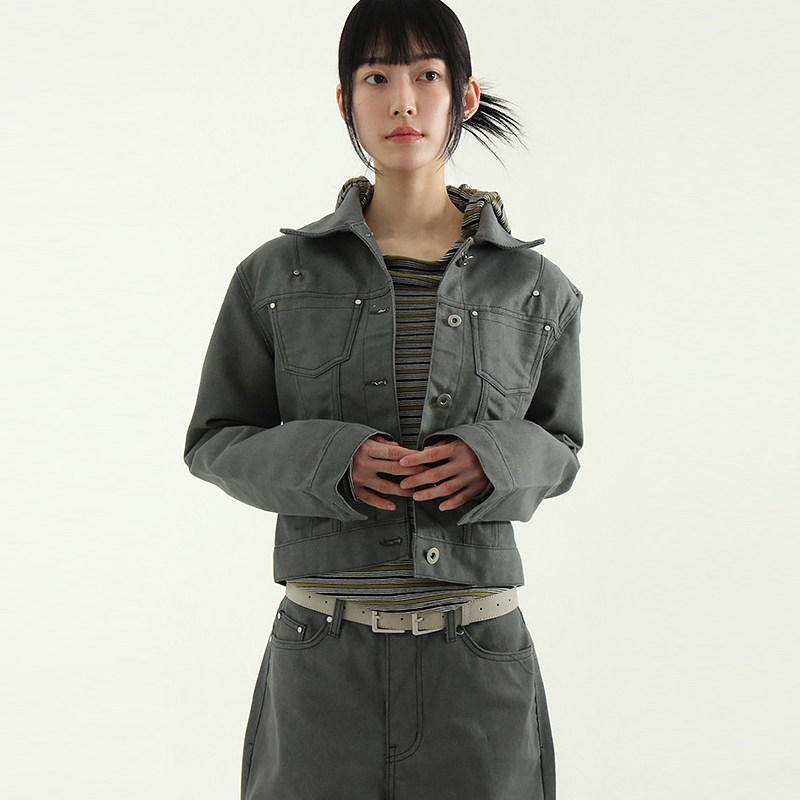 韩国代购25A/W rivet trucker denim jacket 设计师牛仔夹克外套
