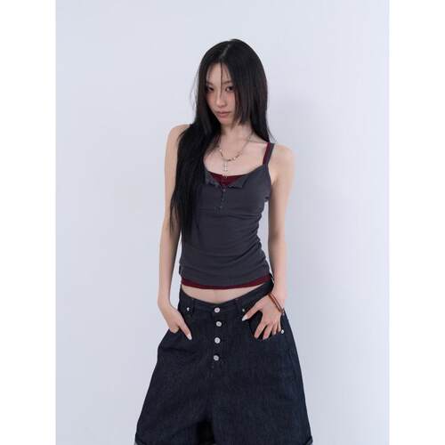 lowear韩代系扣修身打底吊带背心