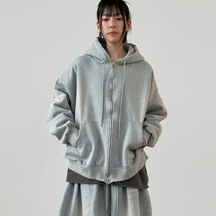 韩国代购26A/W cat brushed cotton hood zip-up(unisex)拉链帽衫