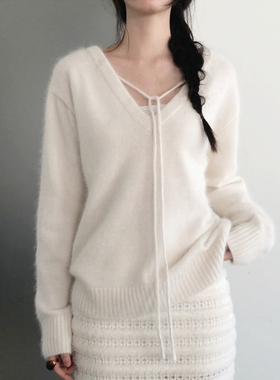 adelio韩代 angora wearable loose knit 蒲公英种子感宽松毛衣