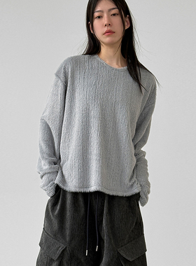 韩国代购26A/W snap button hairy knit 设计师款肩扣针织衫毛衣