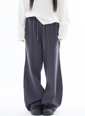 韩代Raucohouse Curved flare banding pants 抽绳宽松卫裤百搭