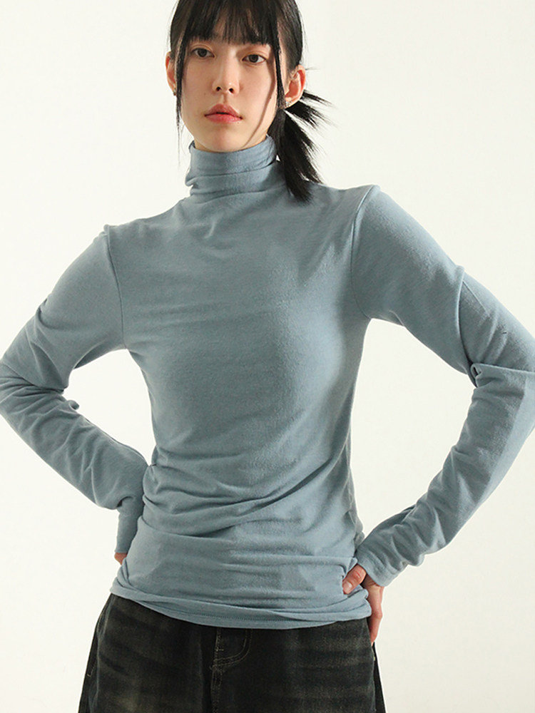 国内现货!23F/W shirring pola tee 高领打底长袖T恤衫时尚百搭
