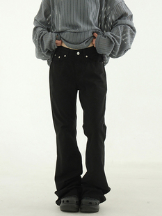 韩国代购24S/S cotton semi boot-cut pants 设计师棉质喇叭长裤