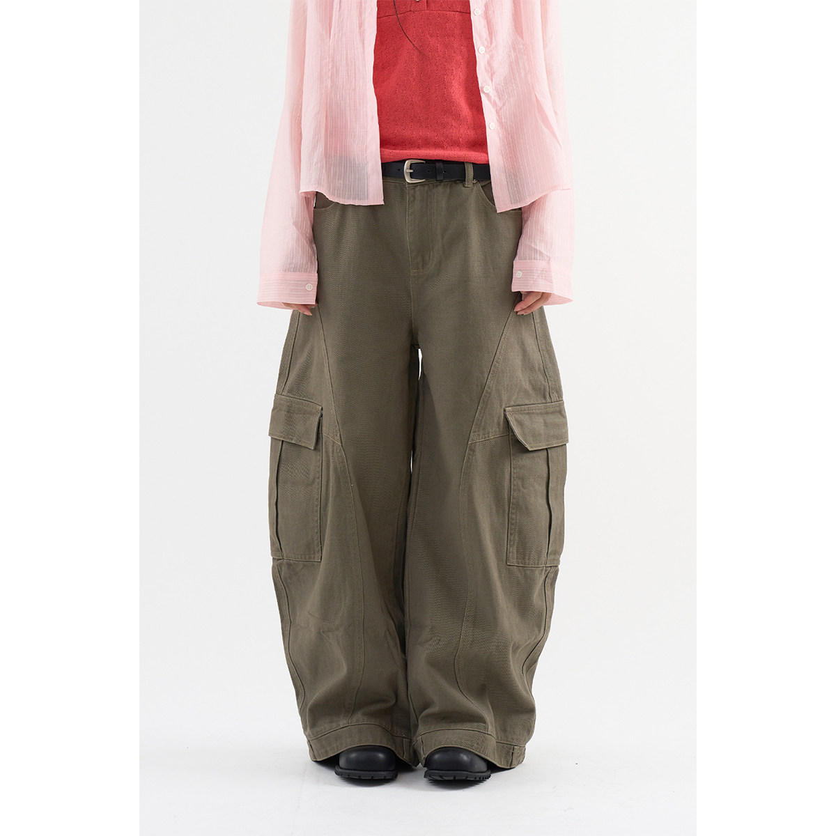 Raucohouse韩代 Balloon detail cargo pants 宽松口袋工装裤女