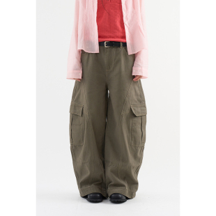 Raucohouse韩代 Balloon detail cargo pants 宽松口袋工装裤女