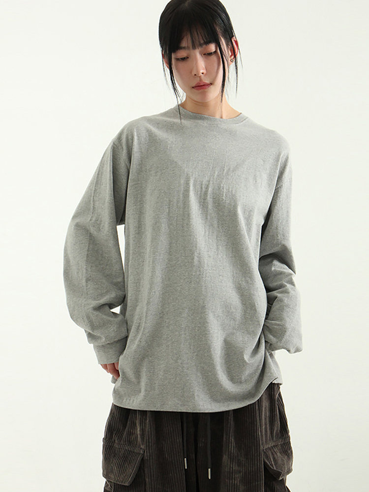 韩国代购standard cotton tee设计师款基础纯色长袖T恤衫百搭复古