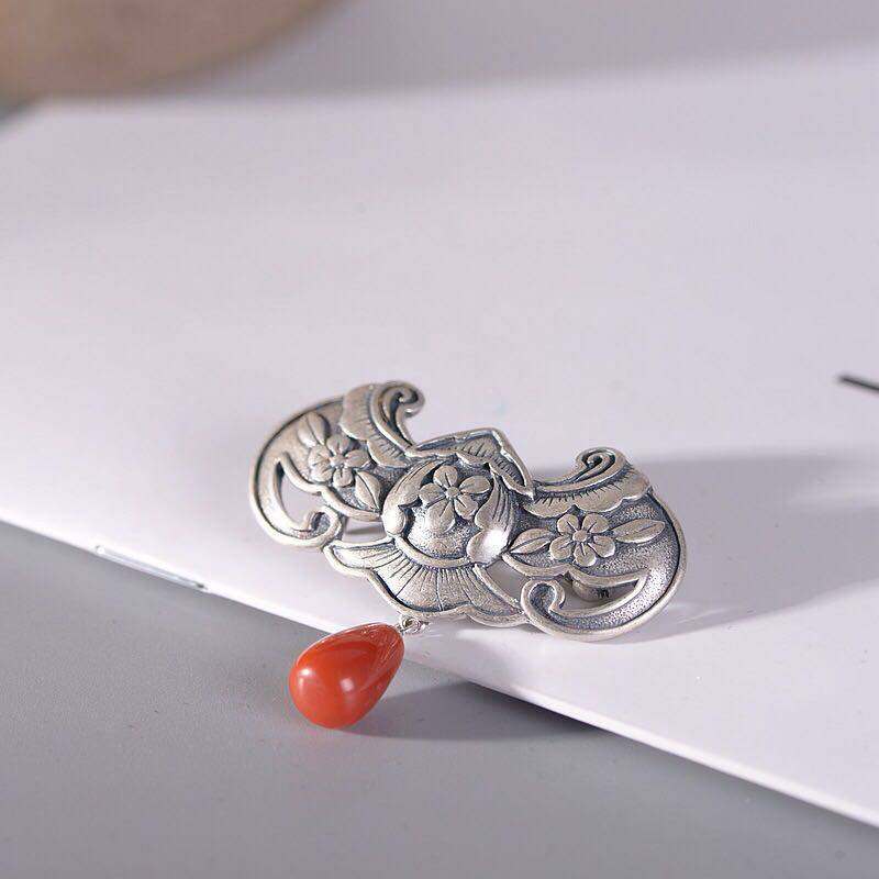 民族风925银哑光蝙蝠流苏 夏季衬衫别针时尚女款两用吊坠胸针胸花
