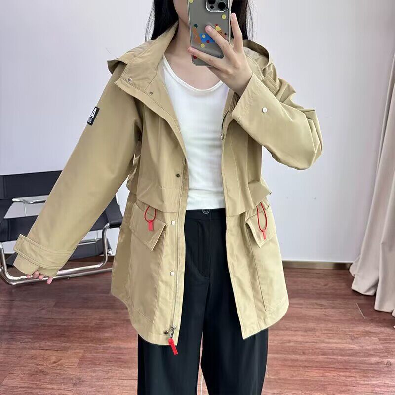 春秋户外冲锋衣女中长款防风防水风衣收腰三合一面料登山服潮牌