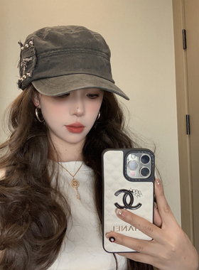美式水洗做旧辣妹平顶帽女韩版