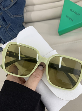 夏季大框方形墨镜女果绿色太阳镜