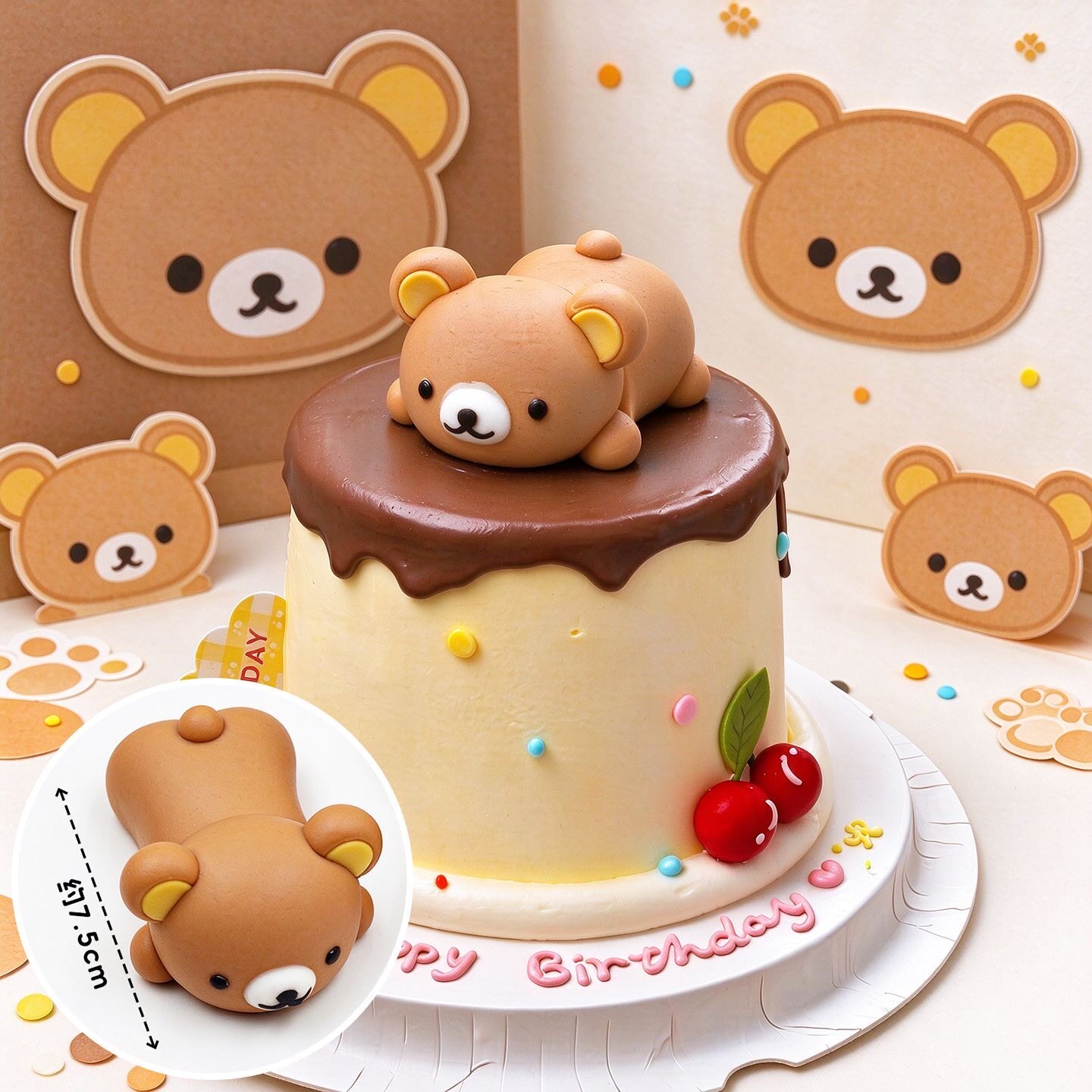 烘焙蛋糕巧克力装饰插件 卡通小企鹅立体轻松熊 甜品生日装扮用品