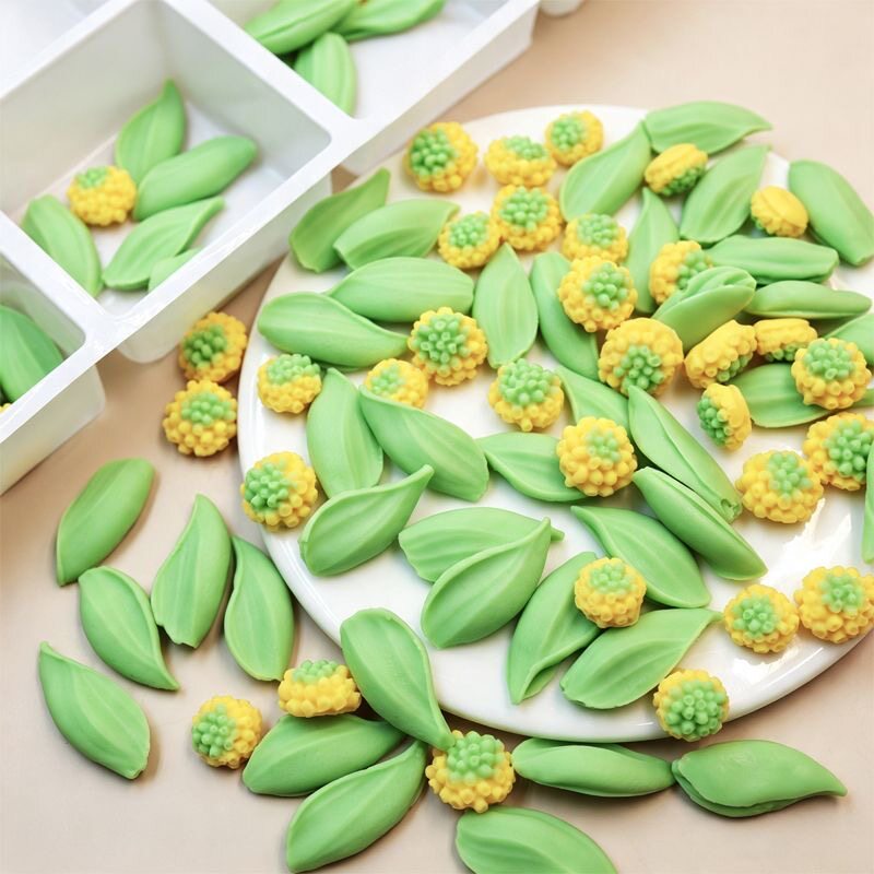 巧克力翻糖生日蛋糕装饰摆件绿色四叶草烘焙甜品台装饰品仿真树叶