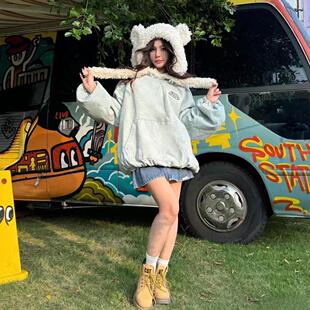 小熊可拆卸面罩外套连帽套头棉服 24秋冬新款 13DE MARZO男女同款