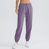 户外健身跑步街舞打球 速干透气轻薄垂感束脚长裤 夏季 宽松运动女裤