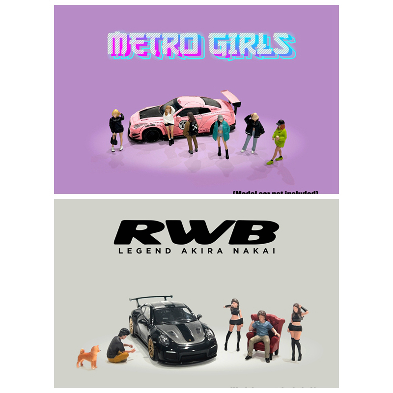 AD 1:64 Metro Girls都市女孩 RWB Legend传奇合金人偶搭配车模