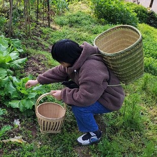 竹编手工背篓农家菜筐竹编筐云贵四川传统手工家用编织竹篓背兜