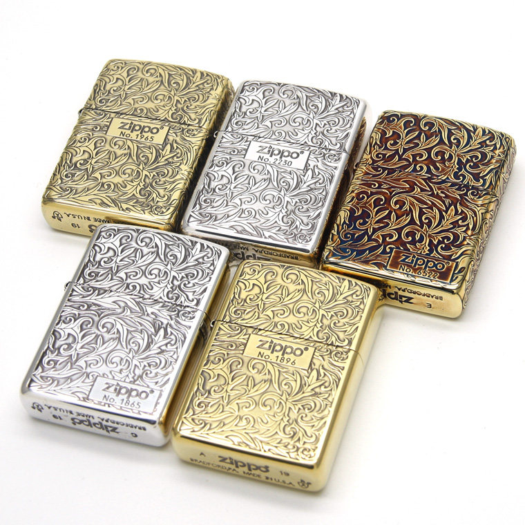 木易zippo神兽店打火机盔甲5面唐草多色五面环绕深雕蚀刻限量熏铜