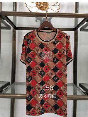 镶钻圆领时尚风t恤大码针织短袖