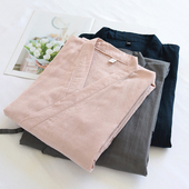 无印风浴袍男女纯棉纱情侣和服汗蒸睡袍薄款 全棉纱布纯色家居睡衣