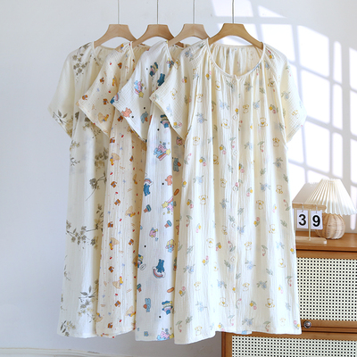 纯棉纱布哺乳睡裙棉吸汗透气夏季